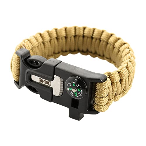 Tactical Survival Paracord Bracelet with Compass - Coyote Large