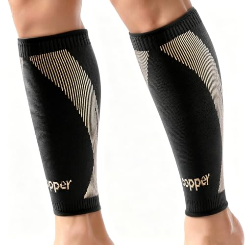 Copper-Infused Calf Compression Sleeves - Black, X-Large