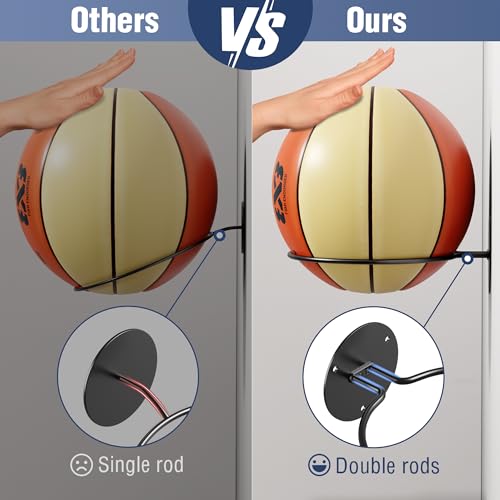Wall Mounted Basketball Holder - Sports Ball Storage Rack