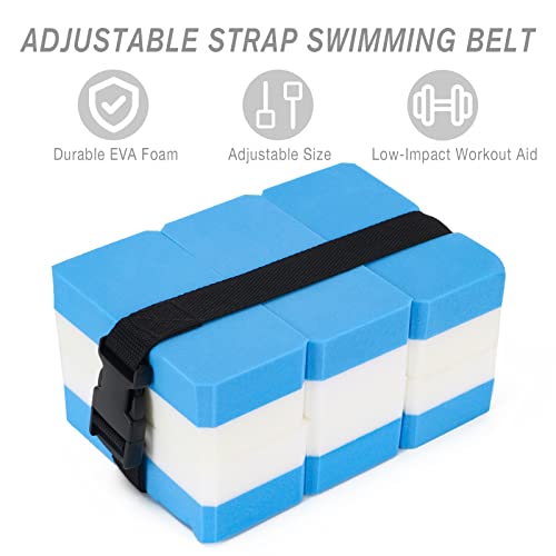 Water Aerobics Set - 5 Pieces Aquatic Exercise Equipment with Foam Dumbbell, Swim Kickboard, Pull Buoy & Swim Belt - Blue