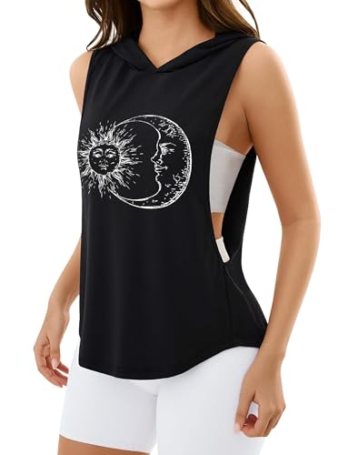 Women's Sleeveless Hoodie Workout Tank Top with Open Sides