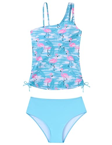 Girls Two Piece Swimsuit Tankini - Light Blue, 15-16 Years