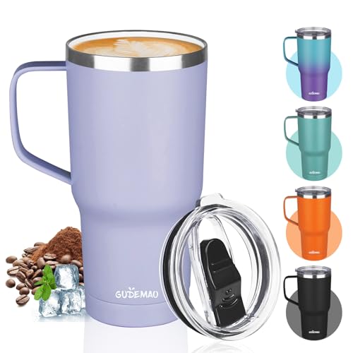 GUDEMAO 20 oz Insulated Coffee Mug with Ceramic Inner Coating - Light Purple