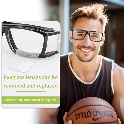 Sport Glasses for Men & Women - Black Frame, Black Nose Pads