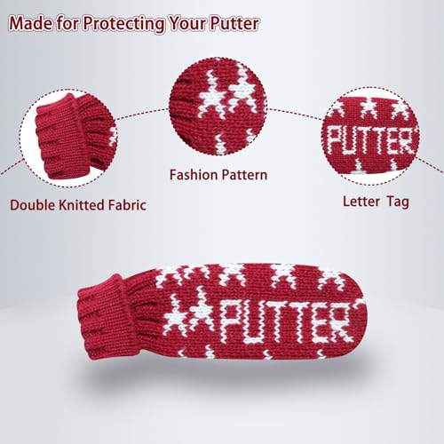 Professional Knitted Blade Putter Cover - Red Stars Design
