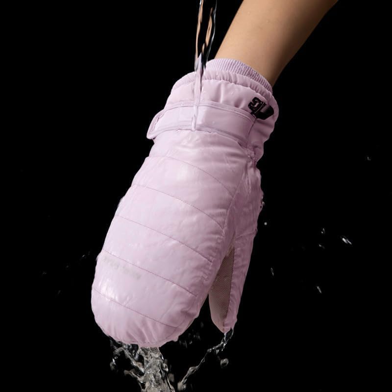 Women's Waterproof Winter Ski Mittens - Touchscreen Snow Gloves - Pink