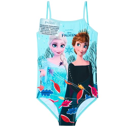 Girls One-Piece Swimsuit Stretchy Bathing Suit - Blue Frozen, 9-10 Years