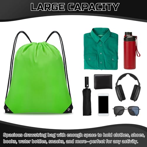 Bulk Drawstring Backpack Set - 6 Lightweight Cinch Sacks, 16.5"x13.4"