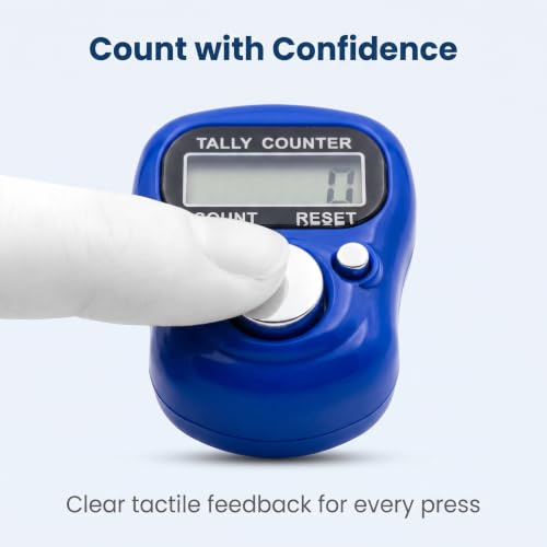 LED Digital Finger Counter - Handheld Tally Clicker with Ring - Blue