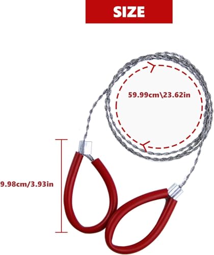 4 Pcs Stainless Steel Cable Saw Set - Red & Black, 23.62 Inch