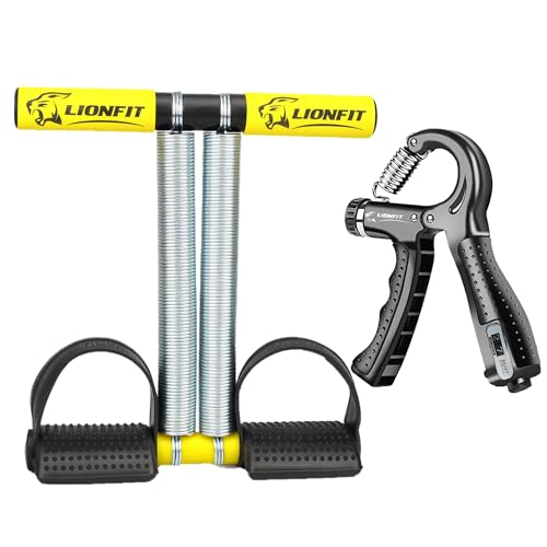 Double Spring Tummy Trimmer with Adjustable Hand Gripper - Yellow