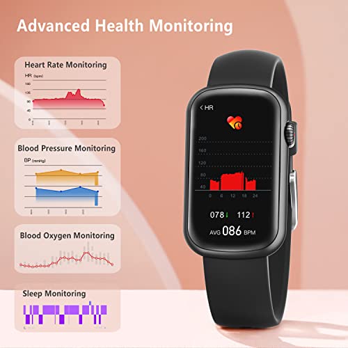 Slim Fitness Tracker with Blood Oxygen & Heart Rate - Black