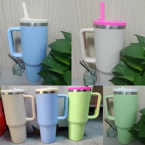 40oz Tumbler Flip Straw Lid - Leak Proof Cup Top Lids Replacement - Rose Pink 2-Pack