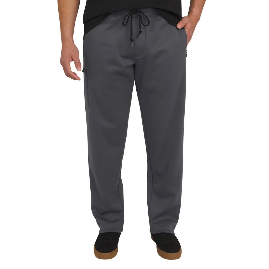 Weatherproof Vintage Men's Heavyweight Cargo Sweatpants - with Zip Pockets and Flex Waist (Gray, XXL)