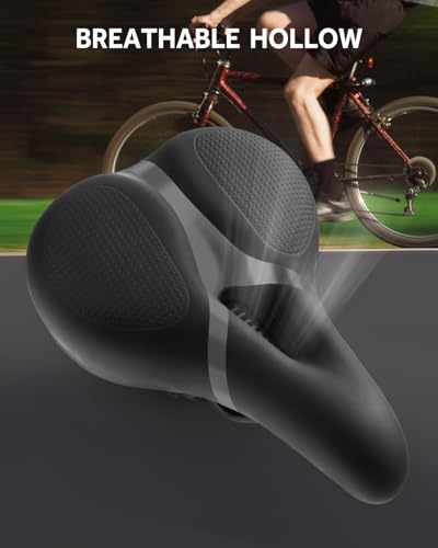MXMXK Gray Bicycle Seat Cushion Replacement - Comfortable Memory Foam Bike Saddle for Men & Women
