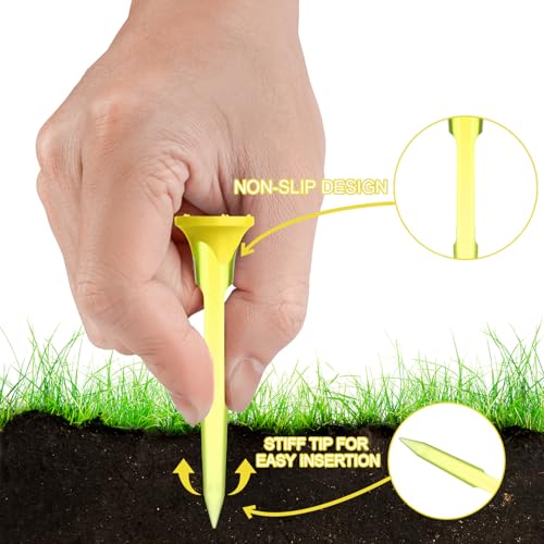 Transparent Plastic Golf Tees - 8 Pack, Enhanced Durability & Stability - Yellow