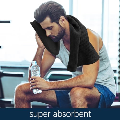 Vnoss Black 6-Pack Microfiber Gym Towels 16x27 in – Quick-Dry, Ultra-Absorbent Yoga & Workout Towels