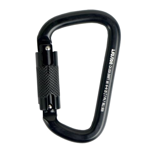 Fusion Black Auto Lock Aluminum Carabiner - Lightweight & Strong for Climbing, Camping, Hiking, & Outdoor Use
