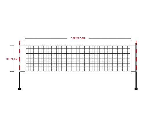 Sanung 32ft x 3ft Volleyball Net with Steel Cable, Outdoor/Indoor, Poles Not Included