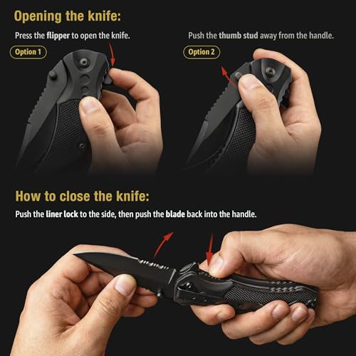 Multifunctional Folding Knife with Fire Starter & Whistle