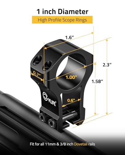 High Profile 1 Inch Dovetail Scope Rings Mount - 2 Pieces