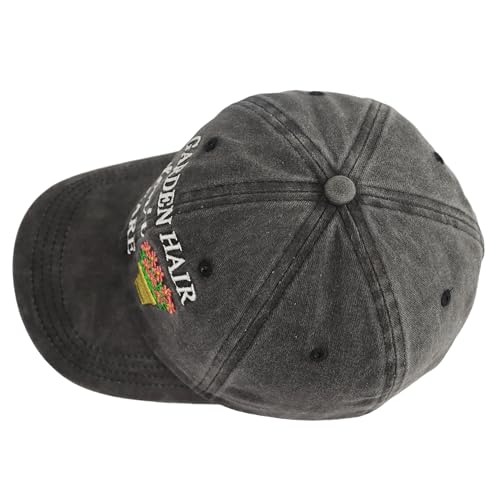Women's Garden Baseball Cap - Adjustable Cotton Embroidered Hat - Black One Size