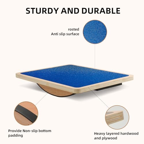 Balance Board for Physical Therapy - Wooden Wobble Board - Blue