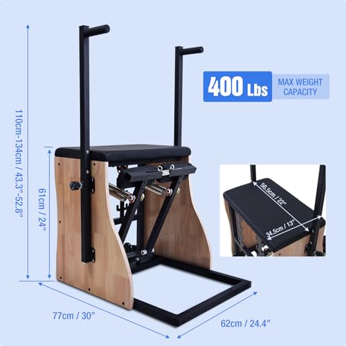 Wunda Pilates Chair with Handles - 4-Level Resistance for Core Training