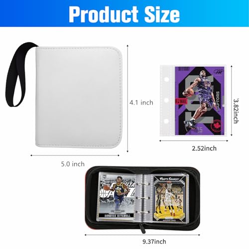 Mini Trading Card Binder for 80+ Cards - Portable Album - White