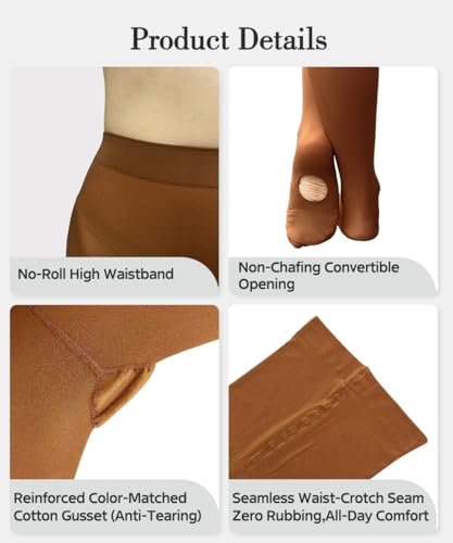 Convertible Ballet & Dance Tights - Opaque Soft - XX-Large Cocoa