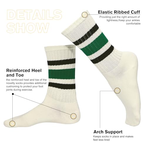 Retro Striped Crew Socks - One Size / 1 Pack Black & Green