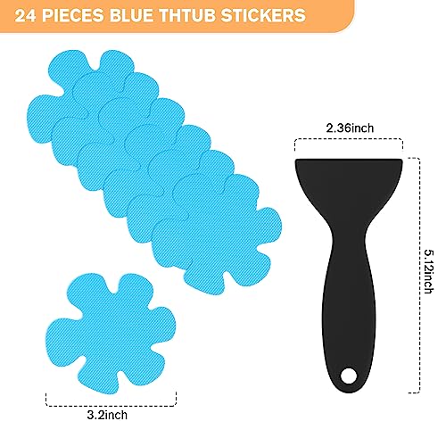 24 PCS Blue Non-Slip Bathtub & Shower Safety Stickers - Flower Shape