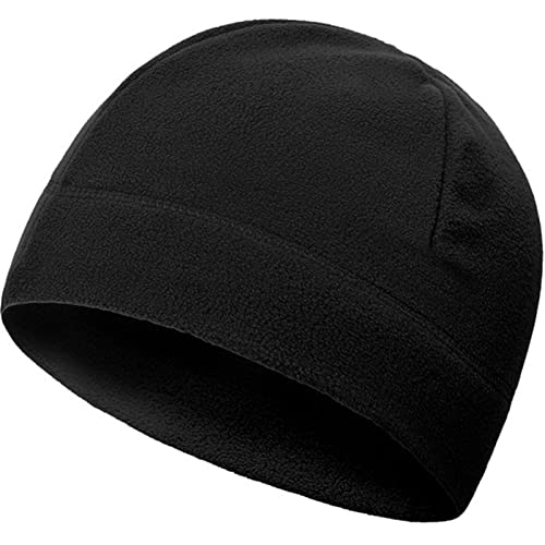 Warm Fleece Beanie Hat - Tactical Watch Cap for Youth & Men - Black
