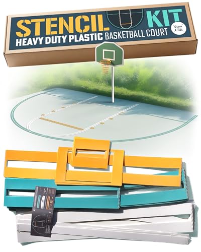 Basketball Court Stencil Kit - Heavy Duty Plastic, Reusable, 3-Point & Key - BASKETBALL