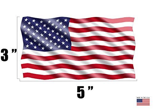 American USA Flag Decal - Waving United States Sticker for Car - 3x5 Inch