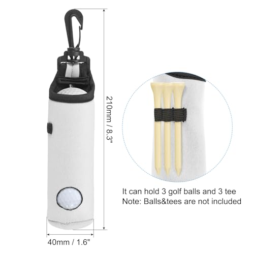 Portable Neoprene Golf Ball Carry Bag with Clip - White