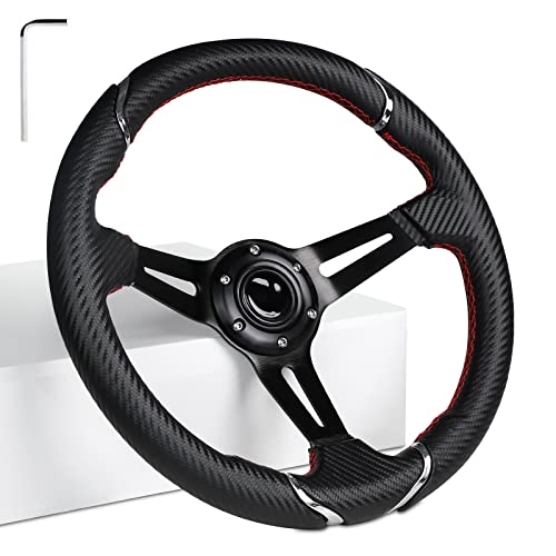 13.7 Inch Deep Dish Golf Cart Steering Wheel Compatible with EZGO, Club Car, Yamaha
