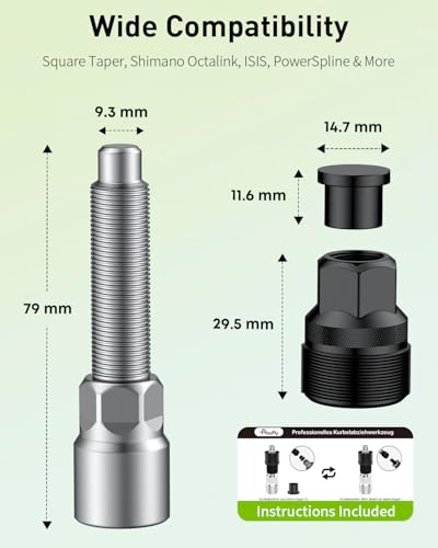 Pawfly Standard Bicycle Crank Puller Kit for Square Taper & Splined Cranks