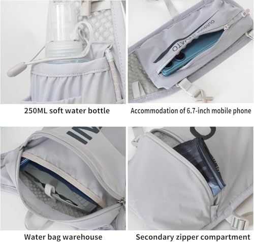 INOXTO Running Hydration Vest Gray-Blue, Lightweight 250ml Flask, Men & Women Hiking Pack