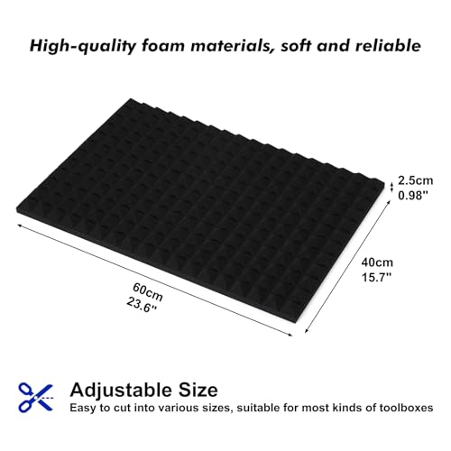 CASOMAN 4PCS Professional Toolbox liner, Trap Mat Universal Tool Drawer Liner, Non-Slip Foam Inserts, Easy Cut, Black, 23.6"x15.7"