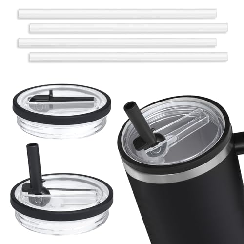 40oz Tumbler Lid Replacement with Flip Straw - 2 Pack Black