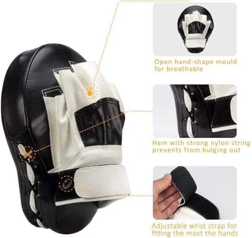 Valleycomfy Curved Boxing Punch Mitts for Men Women Black White
