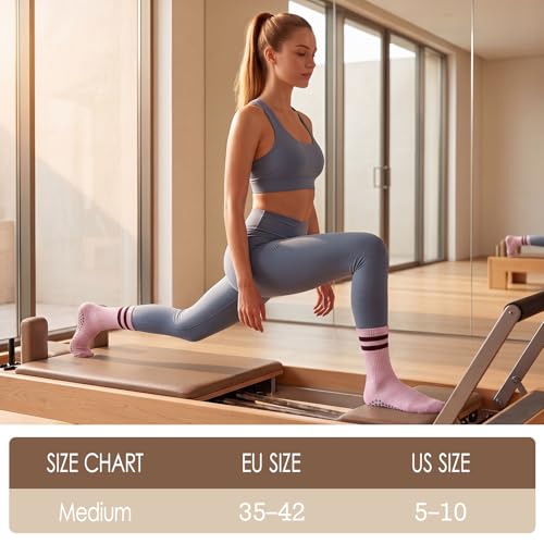 High Elasticity Non-Slip Pilates Grip Socks - Pink, 1 Pair
