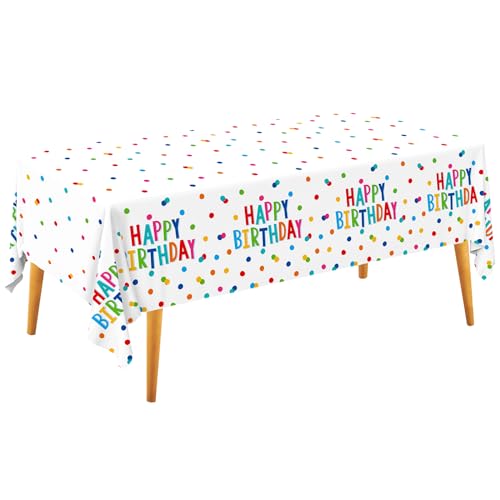 Happy Birthday Tablecloths - 3 Pack 54x108 Inch Round Dot Design