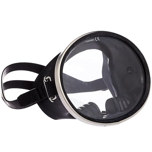Scuba Choice Black Oval Snorkel Mask with Tempered Glass—Adult Swim Goggle, Spearfishing & Freediving