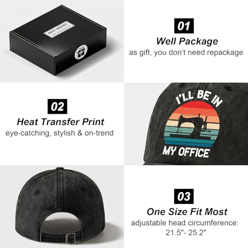 Black Sewing Baseball Cap Gifts for Mechanic, Quilter, Woodworker, Electrician — Writpoty