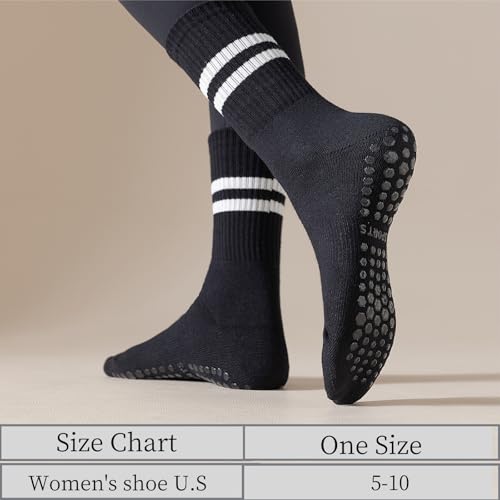 Non-Slip Yoga Socks for Women - 4 Pairs in Black, White, Grey, Pink