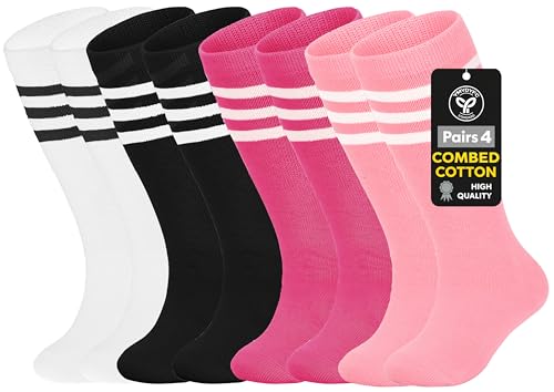 Toddler Soccer Socks 4Pack Girls Sock Youth Baseball Softball