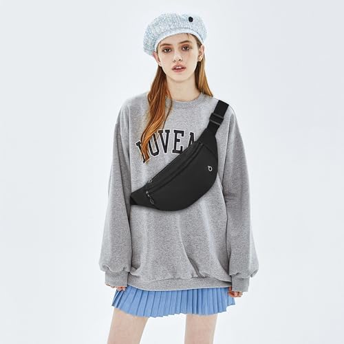Lightweight Fanny Pack Waist Bag with Pockets - Black