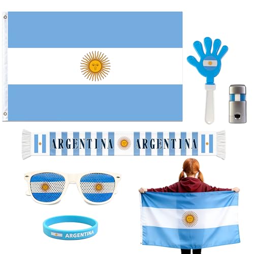 6-Piece Argentina Soccer Fan Cheering Kit for Game Day